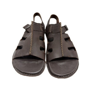 Keen Alman Fisherman Sandals Dark Brown Full-Grain Leather Size 10